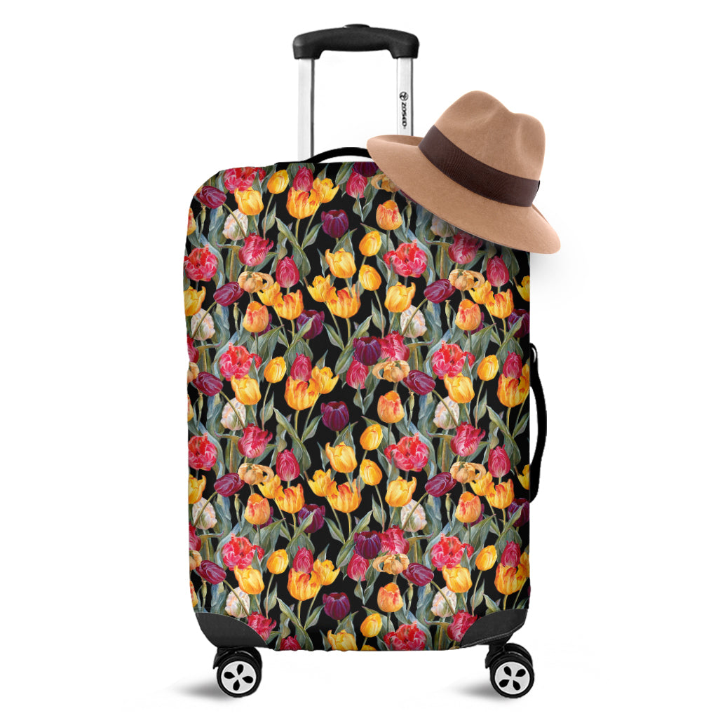 Colorful Watercolor Tulip Pattern Print Luggage Cover