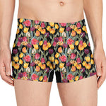 Colorful Watercolor Tulip Pattern Print Men's Boxer Briefs
