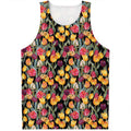 Colorful Watercolor Tulip Pattern Print Men's Tank Top