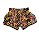 Colorful Watercolor Tulip Pattern Print Muay Thai Boxing Shorts