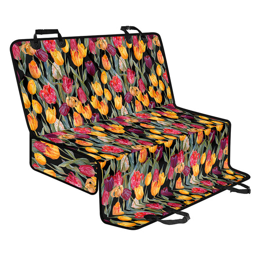 Colorful Watercolor Tulip Pattern Print Pet Car Back Seat Cover