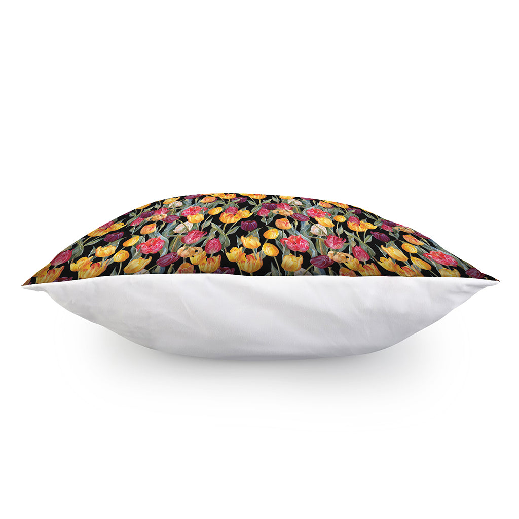 Colorful Watercolor Tulip Pattern Print Pillow Cover