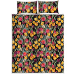 Colorful Watercolor Tulip Pattern Print Quilt Bed Set