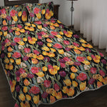 Colorful Watercolor Tulip Pattern Print Quilt Bed Set