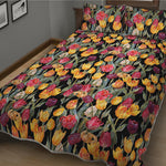 Colorful Watercolor Tulip Pattern Print Quilt Bed Set
