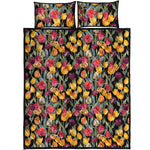 Colorful Watercolor Tulip Pattern Print Quilt Bed Set
