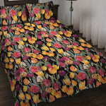 Colorful Watercolor Tulip Pattern Print Quilt Bed Set