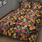 Colorful Watercolor Tulip Pattern Print Quilt Bed Set