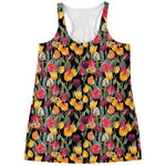 Colorful Watercolor Tulip Pattern Print Women's Racerback Tank Top