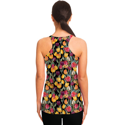 Colorful Watercolor Tulip Pattern Print Women's Racerback Tank Top