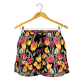 Colorful Watercolor Tulip Pattern Print Women's Shorts