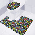 Colorful Weed Leaf Pattern Print 3 Piece Bath Mat Set