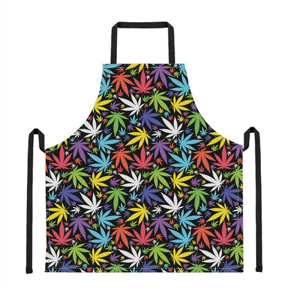 Colorful Weed Leaf Pattern Print Apron