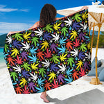 Colorful Weed Leaf Pattern Print Beach Sarong Wrap