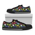 Colorful Weed Leaf Pattern Print Black Low Top Sneakers