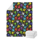 Colorful Weed Leaf Pattern Print Blanket