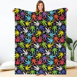 Colorful Weed Leaf Pattern Print Blanket