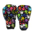 Colorful Weed Leaf Pattern Print Boxing Gloves
