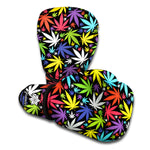 Colorful Weed Leaf Pattern Print Boxing Gloves