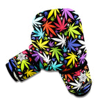 Colorful Weed Leaf Pattern Print Boxing Gloves