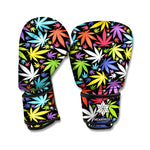 Colorful Weed Leaf Pattern Print Boxing Gloves
