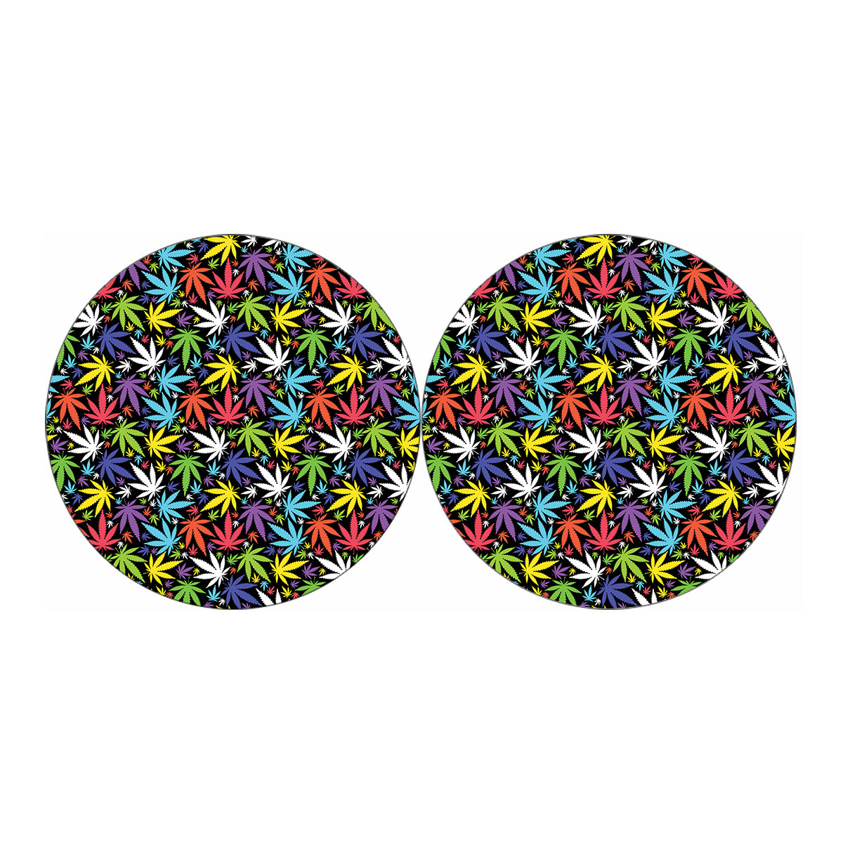 Colorful Weed Leaf Pattern Print Car Coasters