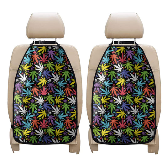 Colorful Weed Leaf Pattern Print Car Seat Organizers