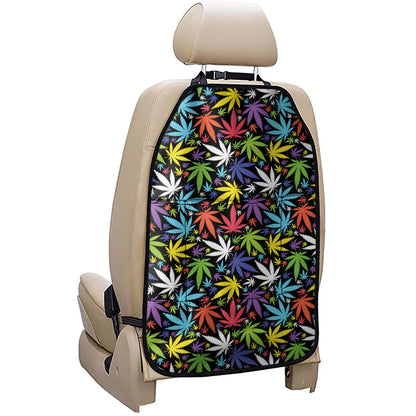 Colorful Weed Leaf Pattern Print Car Seat Organizers