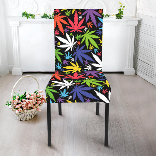 Colorful Weed Leaf Pattern Print Dining Chair Slipcover