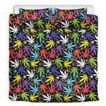 Colorful Weed Leaf Pattern Print Duvet Cover Bedding Set