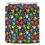 Colorful Weed Leaf Pattern Print Duvet Cover Bedding Set