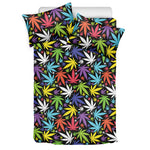 Colorful Weed Leaf Pattern Print Duvet Cover Bedding Set