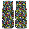 Colorful Weed Leaf Pattern Print Front and Back Car Floor Mats