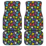 Colorful Weed Leaf Pattern Print Front and Back Car Floor Mats