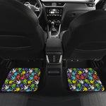 Colorful Weed Leaf Pattern Print Front and Back Car Floor Mats