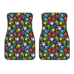 Colorful Weed Leaf Pattern Print Front Car Floor Mats