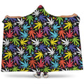 Colorful Weed Leaf Pattern Print Hooded Blanket