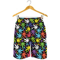 Colorful Weed Leaf Pattern Print Men's Shorts