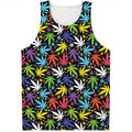 Colorful Weed Leaf Pattern Print Men's Tank Top