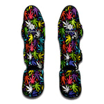 Colorful Weed Leaf Pattern Print Muay Thai Shin Guard