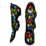 Colorful Weed Leaf Pattern Print Muay Thai Shin Guard
