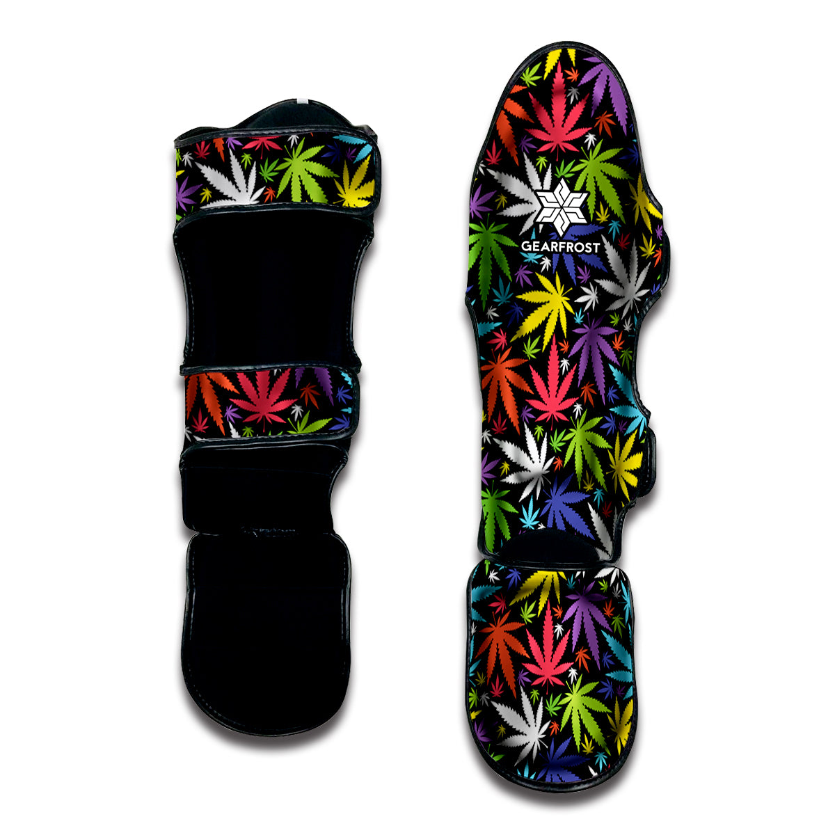 Colorful Weed Leaf Pattern Print Muay Thai Shin Guard