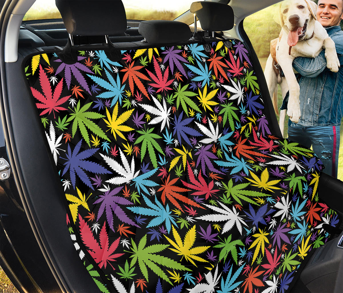 Colorful Weed Leaf Pattern Print Pet Car Back Seat Cover