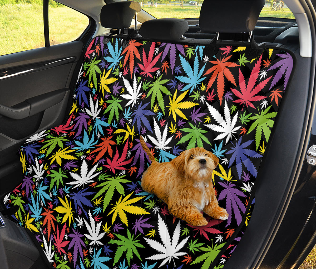 Colorful Weed Leaf Pattern Print Pet Car Back Seat Cover