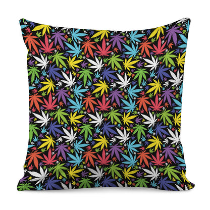 Colorful Weed Leaf Pattern Print Pillow Cover
