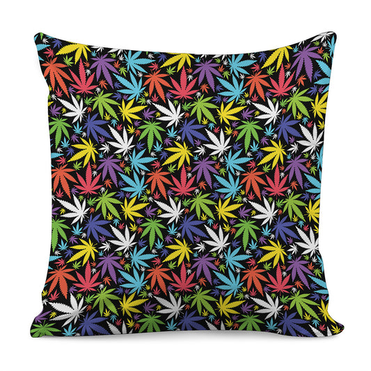 Colorful Weed Leaf Pattern Print Pillow Cover