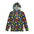 Colorful Weed Leaf Pattern Print Pullover Hoodie