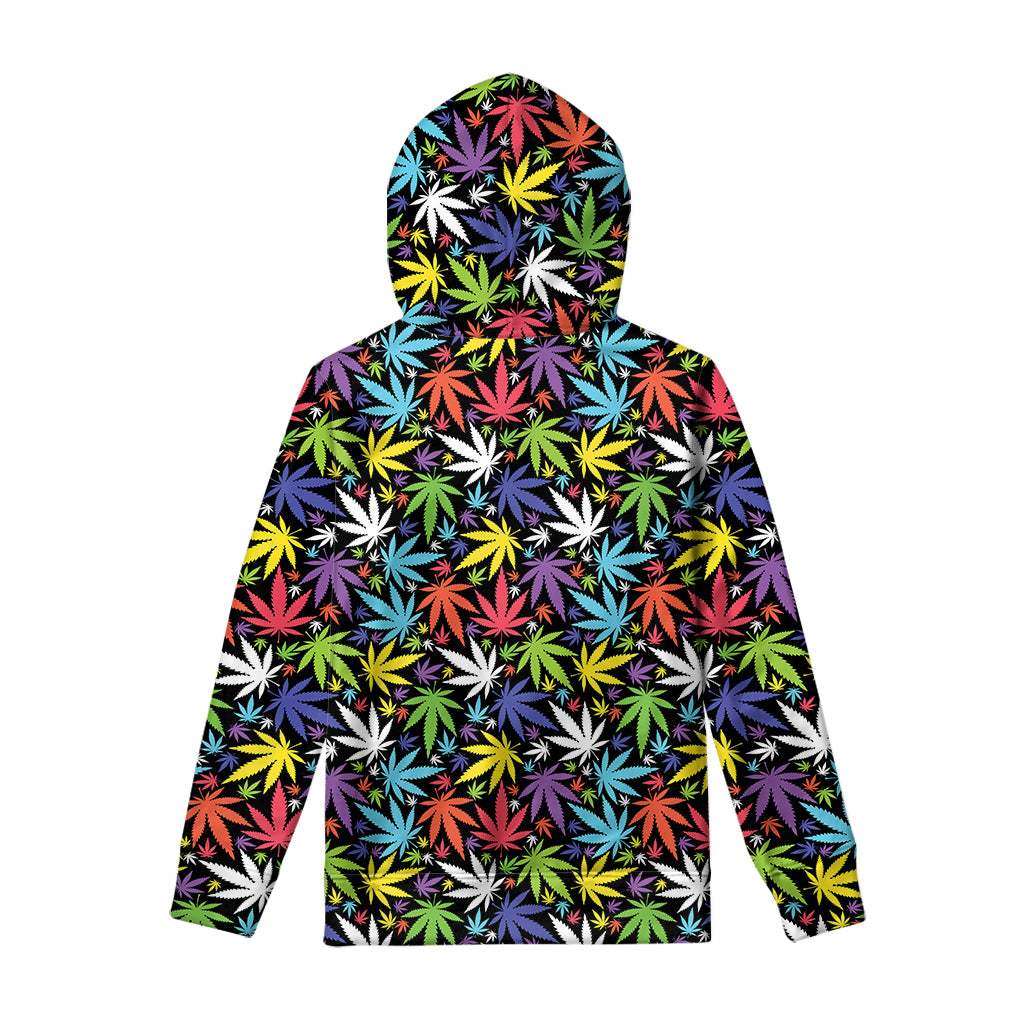 Colorful Weed Leaf Pattern Print Pullover Hoodie