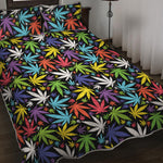 Colorful Weed Leaf Pattern Print Quilt Bed Set
