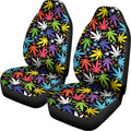 Colorful Weed Leaf Pattern Print Universal Fit Car Seat Covers